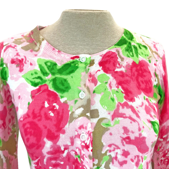 Talbots Floral Rose Garden Button Cardigan P XS - Picture 2 of 5